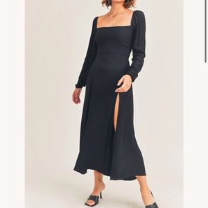 Reset By Jane Long Square Neck Dress With Opening On The Side